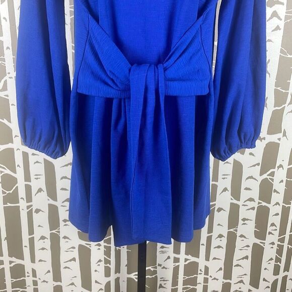 NEW Tie Waist Balloon Sleeve Textured Knit Dress Cobalt Blue 2XL - Picture 9 of 11